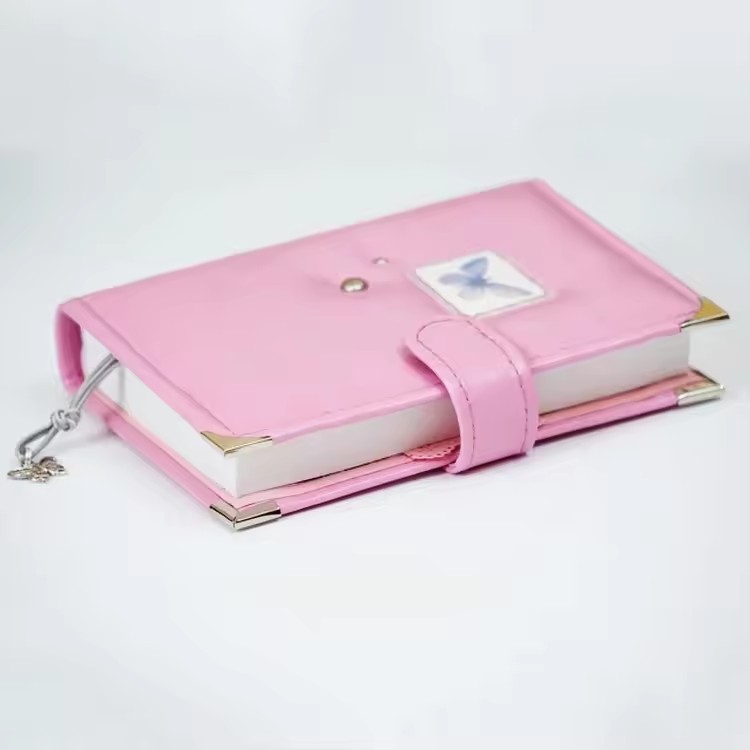 Luxury Pink Manifestation Small Pu Leather Cute Diary Covers For Girls Necklace