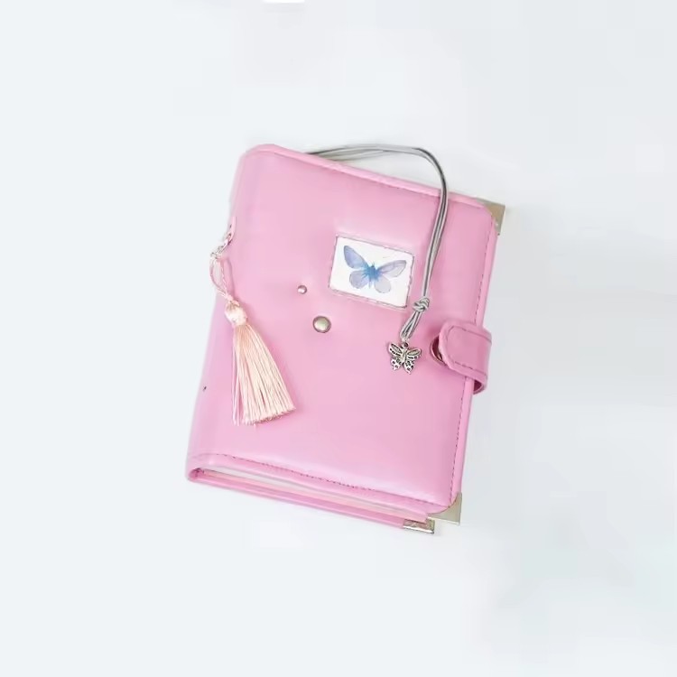 Luxury Pink Manifestation Small Pu Leather Cute Diary Covers For Girls Necklace