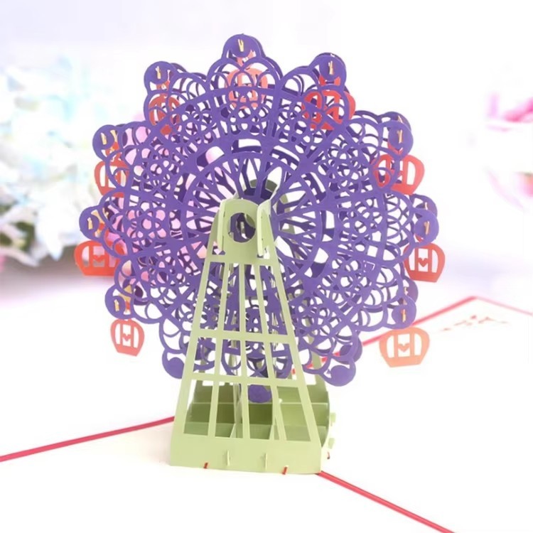 Ferris wheel 3D Lenticular Happy Birthday Greeting Pop Up Cards