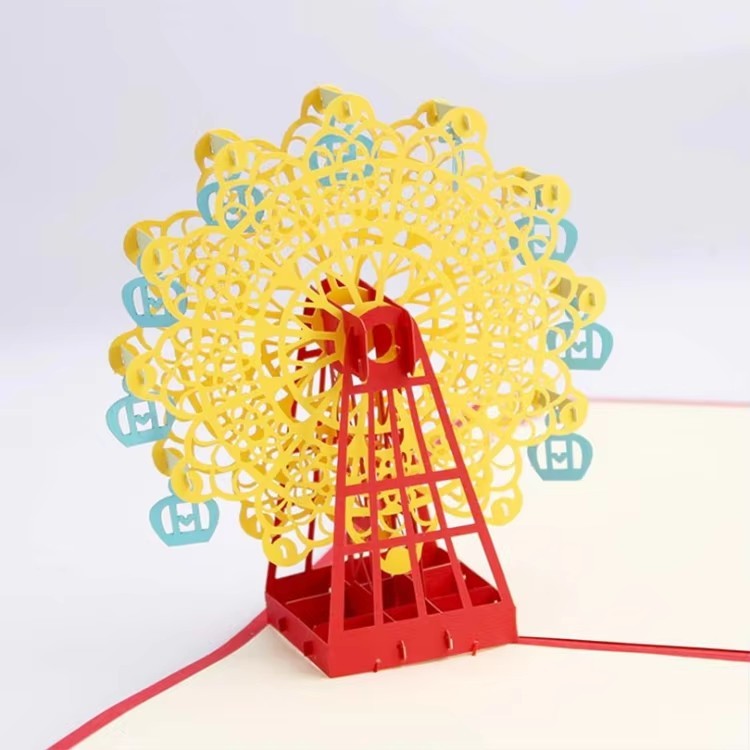 Ferris wheel 3D Lenticular Happy Birthday Greeting Pop Up Cards