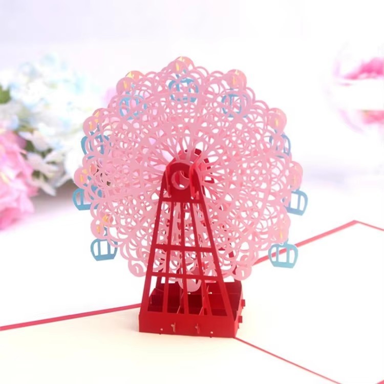 Ferris wheel 3D Lenticular Happy Birthday Greeting Pop Up Cards