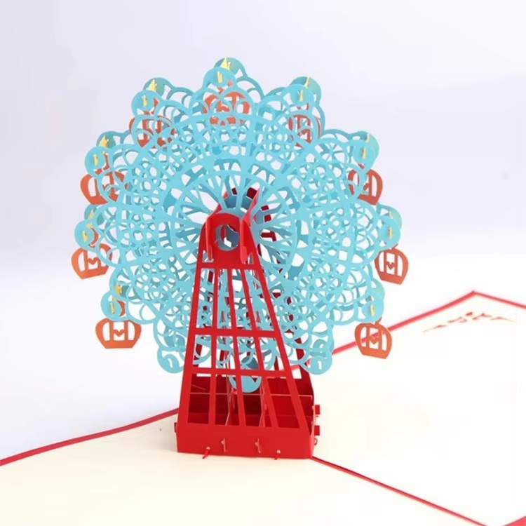 Ferris wheel 3D Lenticular Happy Birthday Greeting Pop Up Cards