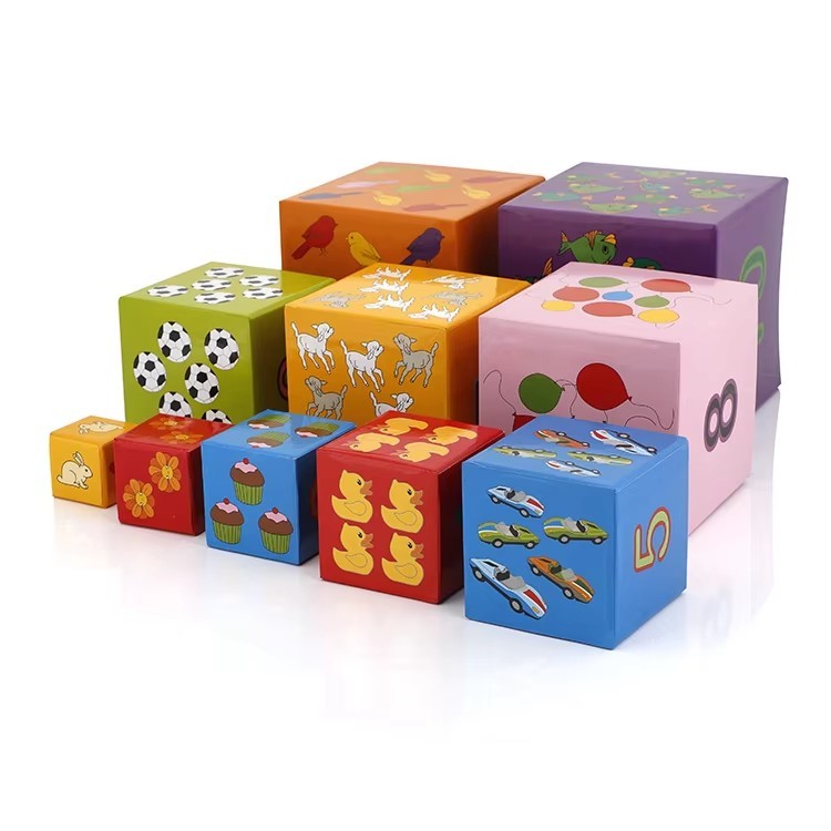 Custom 10 Pieces Cardboard Paper Nesting Stacking Blocks Tower For Kids