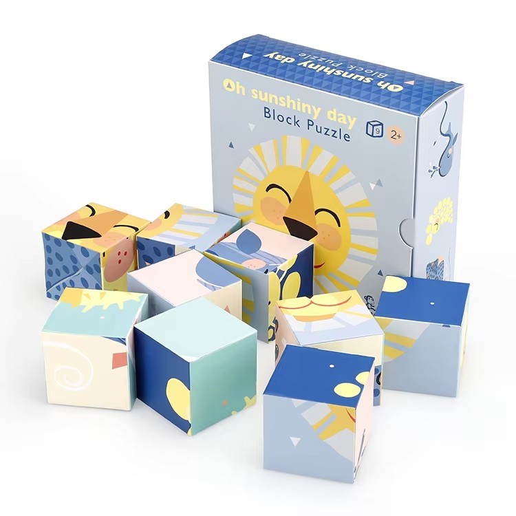 Personalized Custom Soy-Based Ink Cardboard Paper Craft 3X3 9Pcs Block Educational Puzzle Cube