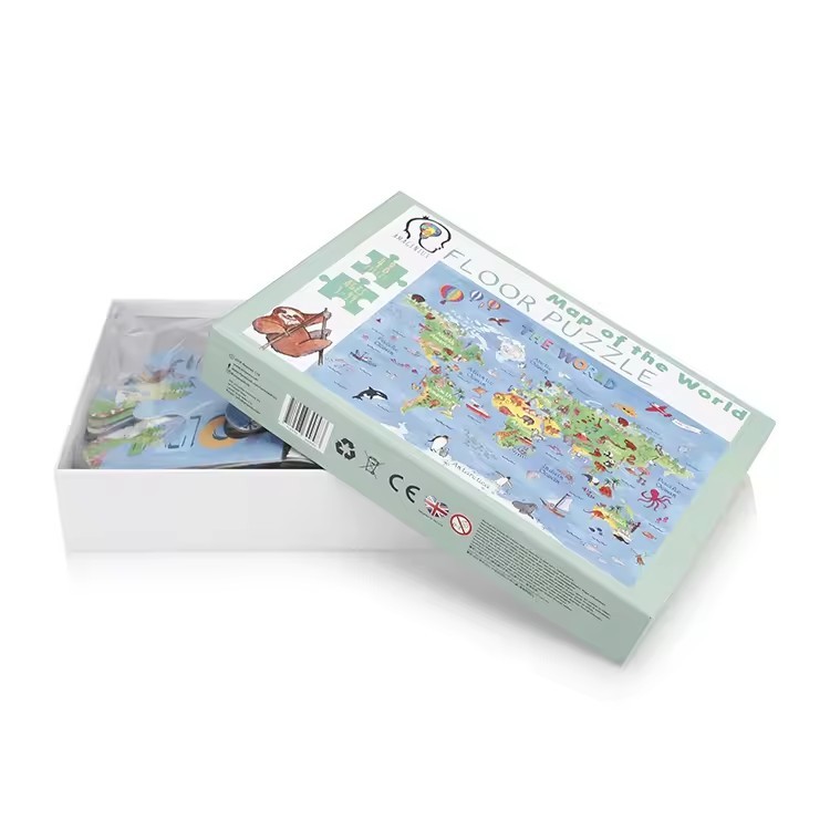 Thick Paper Children'S Educational 48 Pieces Map Of The World Floor Puzzle For Kids