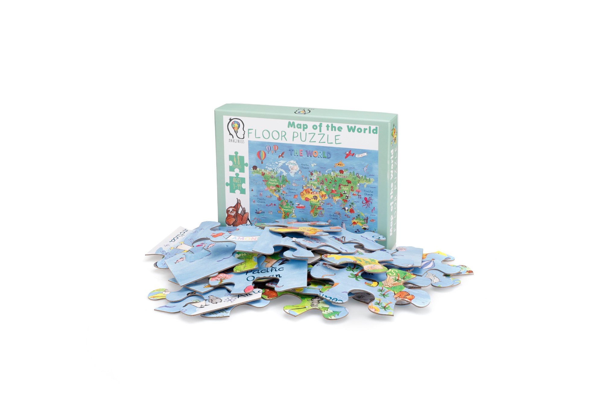 Thick Paper Children'S Educational 48 Pieces Map Of The World Floor Puzzle For Kids