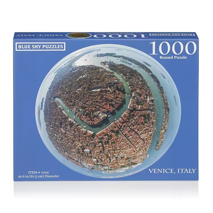 Jigsaw Puzzle With Lid And Base Packaging Box Custom 1000 Pieces Round Puzzle