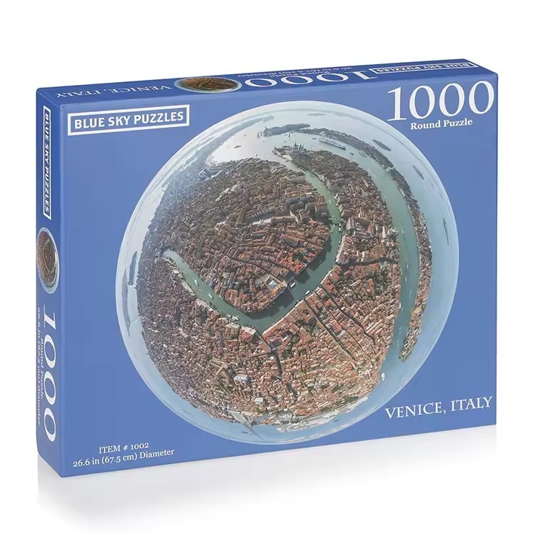 Jigsaw Puzzle With Lid And Base Packaging Box Custom 1000 Pieces Round Puzzle