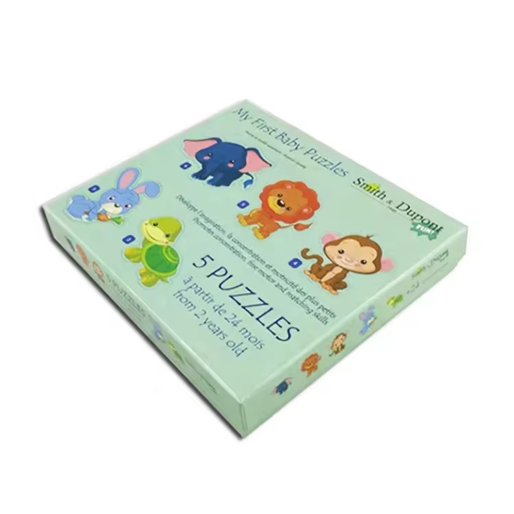 5 Pieces of Animal Educational Paper First Baby Puzzle With Cartoon Art Picture For Kids