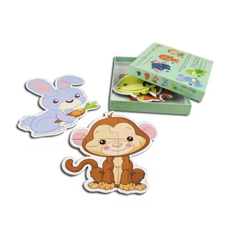 5 Pieces of Animal Educational Paper First Baby Puzzle With Cartoon Art Picture For Kids