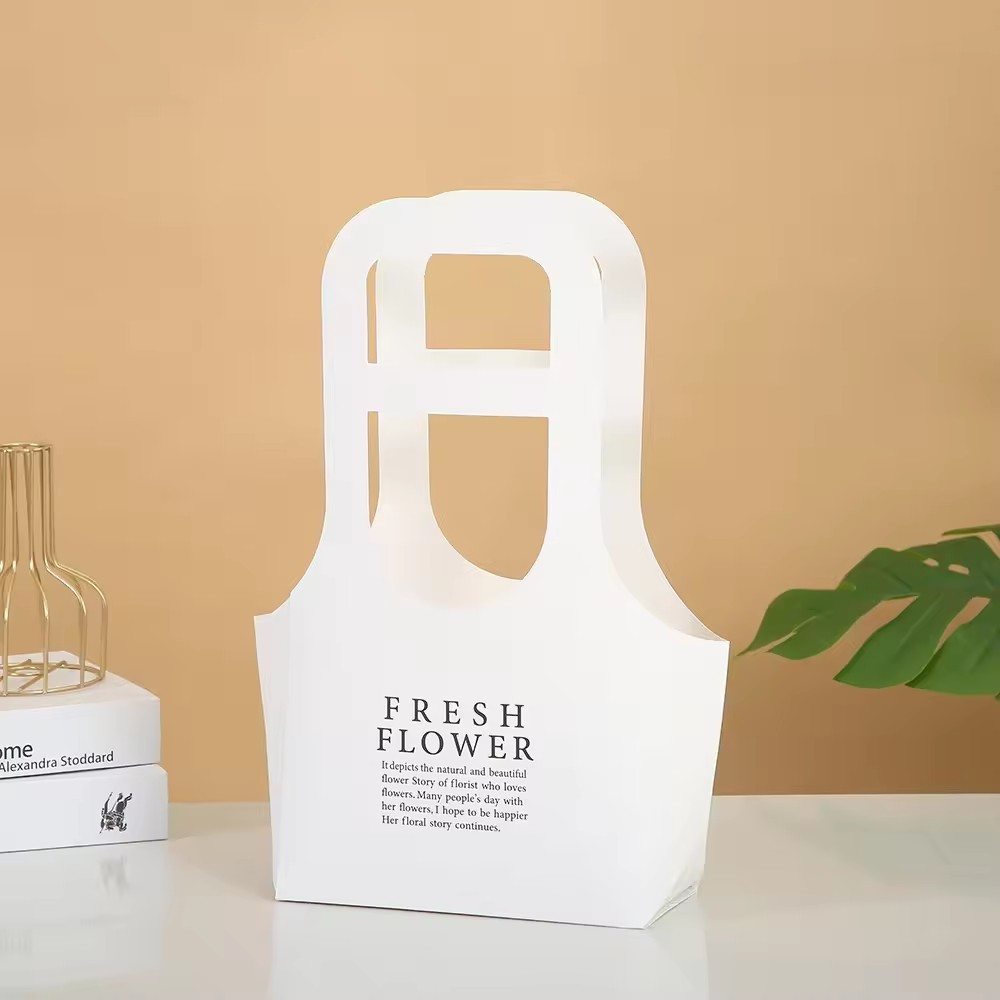 Hollow Folding Handheld Flower Basket Simplified Rose Packaging Box Flower Arrangement Gift Box Paper Cardboard Flower Bag