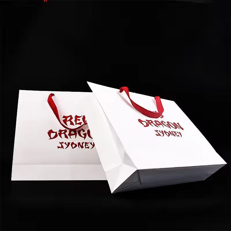 paper Bag Custom Printed Logo Gift Packaging Paper bag with Luxury Handle White paper bag