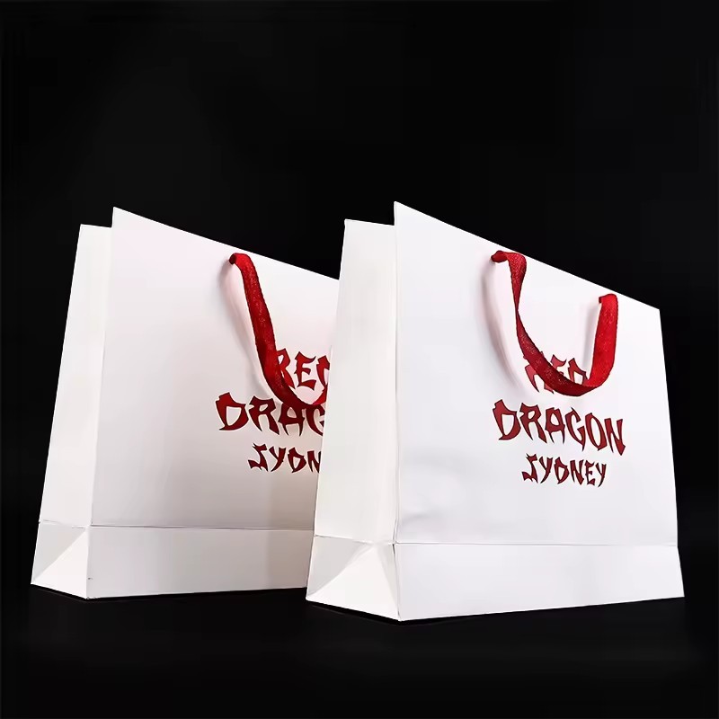 paper Bag Custom Printed Logo Gift Packaging Paper bag with Luxury Handle White paper bag