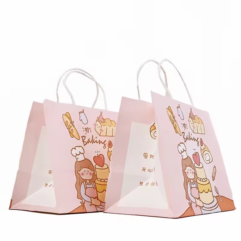 floral printing kraft Paper Bag With colorful Logo Recycled craft Paper Bags With Handle Shopping grocery gift festival