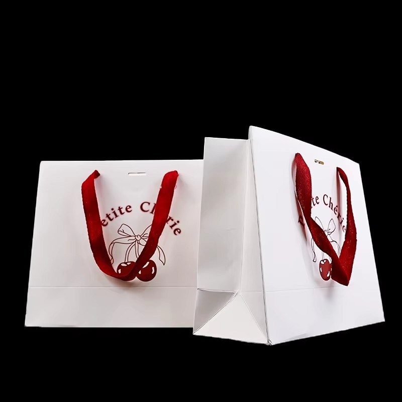 luxury red shopping paper bags with your logo printing for jewelry bags