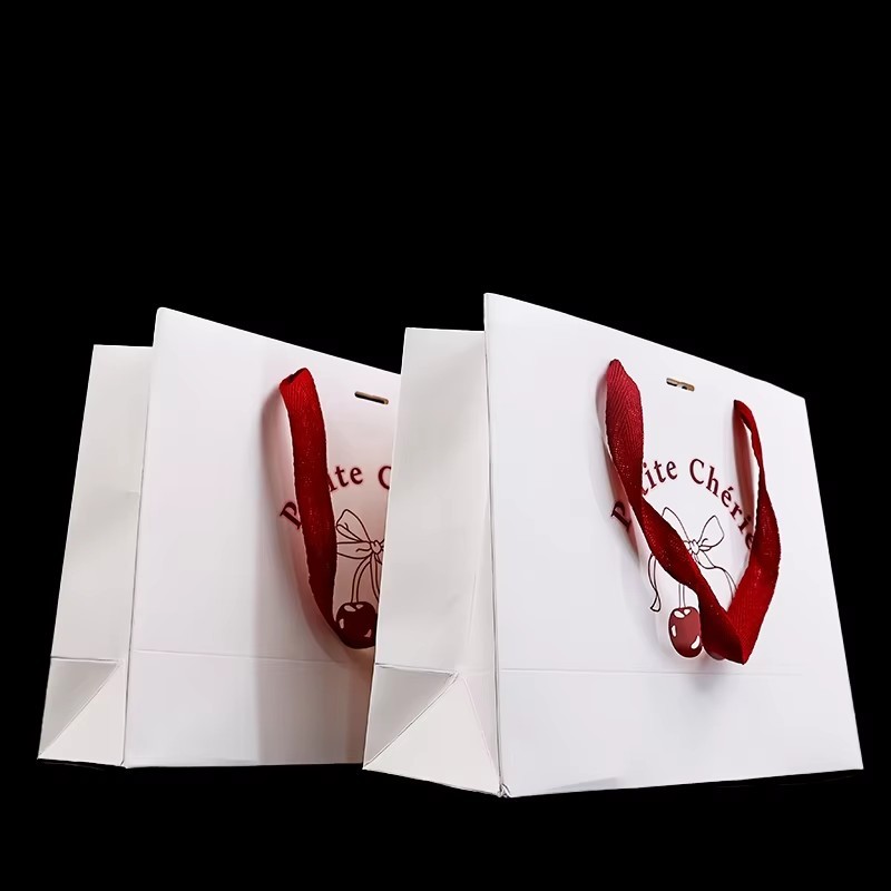 luxury red shopping paper bags with your logo printing for jewelry bags