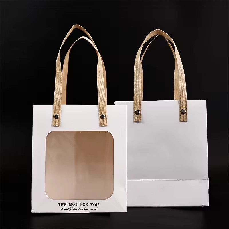 Foldable reusable paper bags takeaway restaurant to go bags with logo