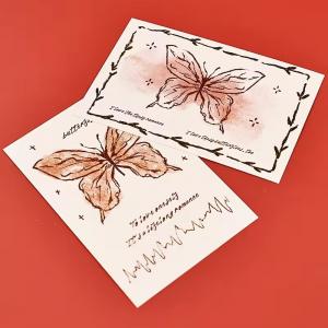 Custom floral goil foil postal card with envelope rose gold foil wedding cards Wholesale Thank You Cards greeting Gift set