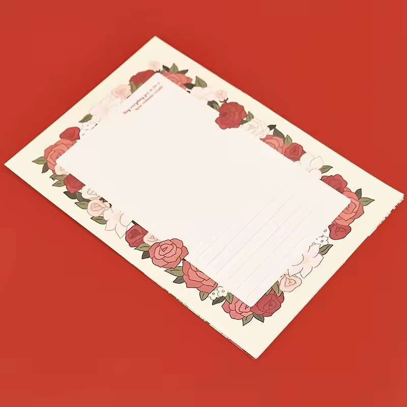 Custom printing small size printing floral postal card with envelope wedding cards