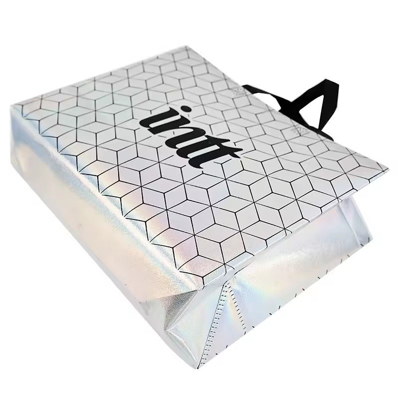 portable laser non-woven laminated shopping bag Film Coating non woven tote bags with custom printed logo