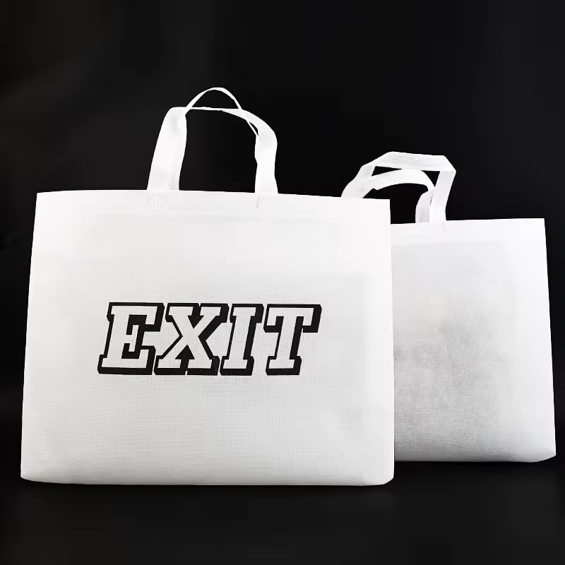 Non-woven white tote Bags Fabric Design shopping bag with printing logo Eco Material Handle Non Woven bag