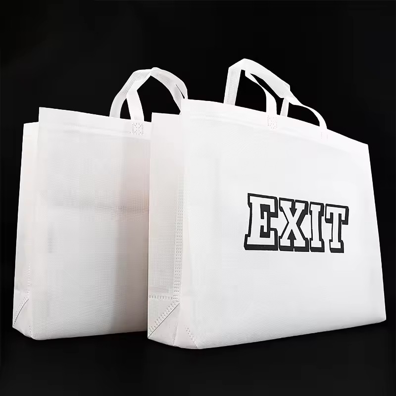 Non-woven white tote Bags Fabric Design shopping bag with printing logo Eco Material Handle Non Woven bag