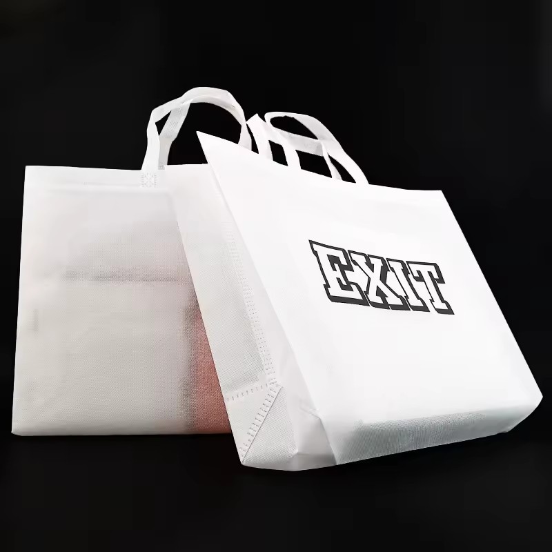 Non-woven white tote Bags Fabric Design shopping bag with printing logo Eco Material Handle Non Woven bag