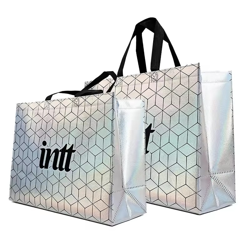 reusable holographic shopping bag non woven bag fabric non woven bag with handles