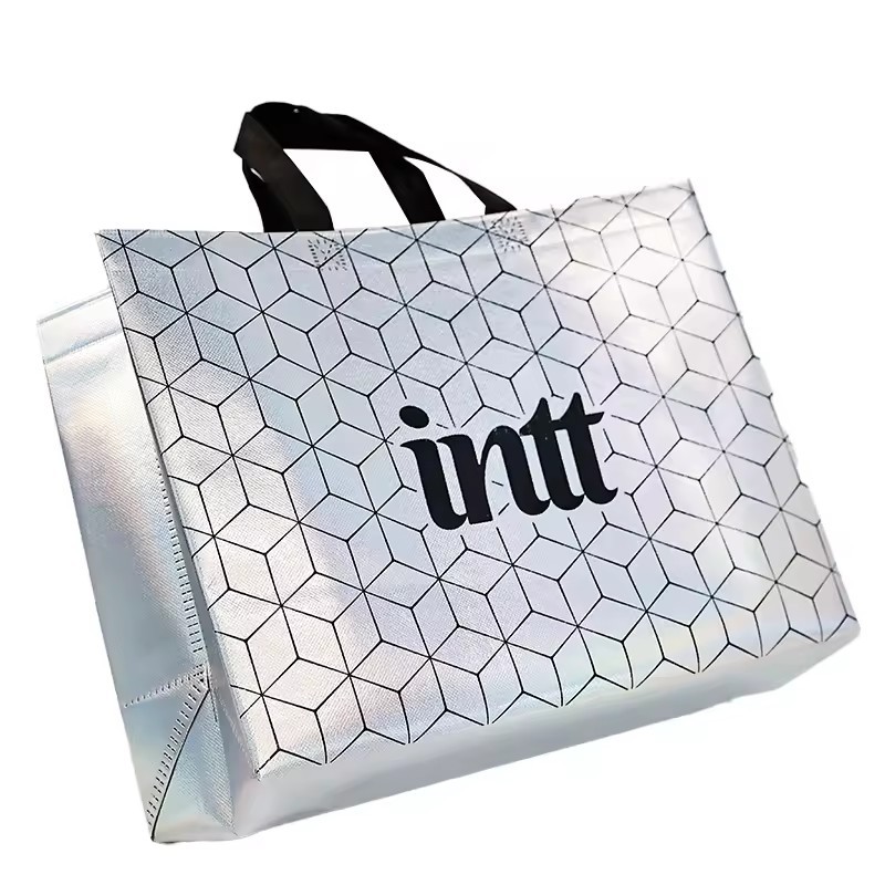 reusable holographic shopping bag non woven bag fabric non woven bag with handles