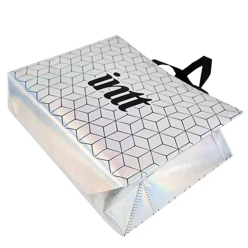 reusable holographic shopping bag non woven bag fabric non woven bag with handles