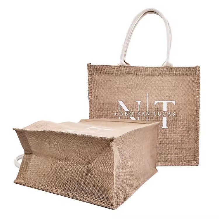 Portable linen woven shopping bag Tote reusable Bag with Festival Casual Traveling tote Bag