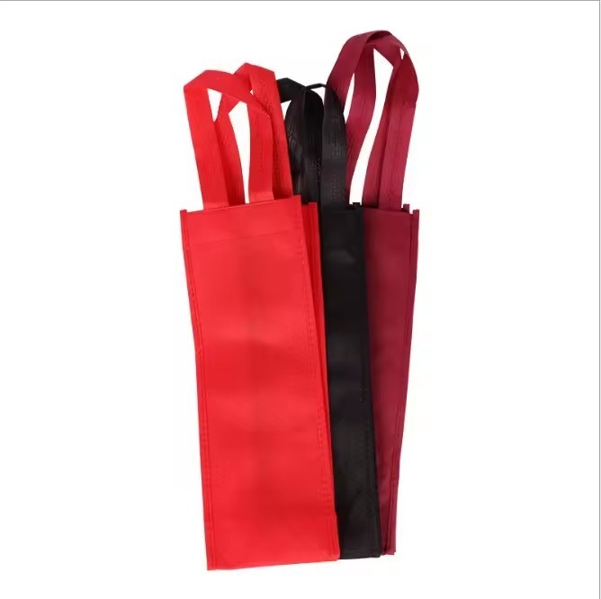 High Quality Fashion Custom Logo Printed non woven bag Packaging Wine Bottle Bags Paper Wine Bag