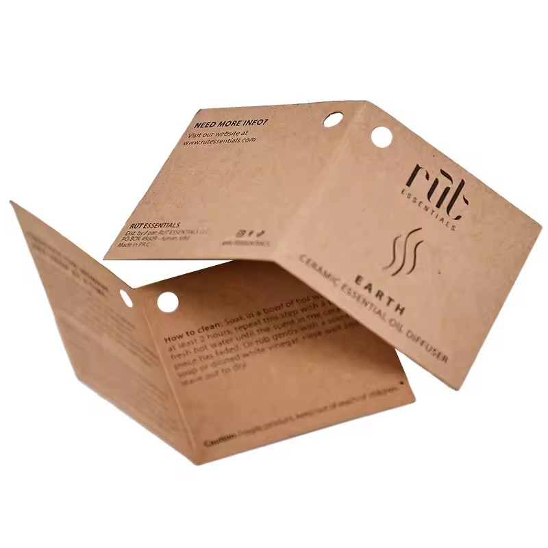 Luxury square shape Recycled Garment Labels craft paper tags Hang Tag Label