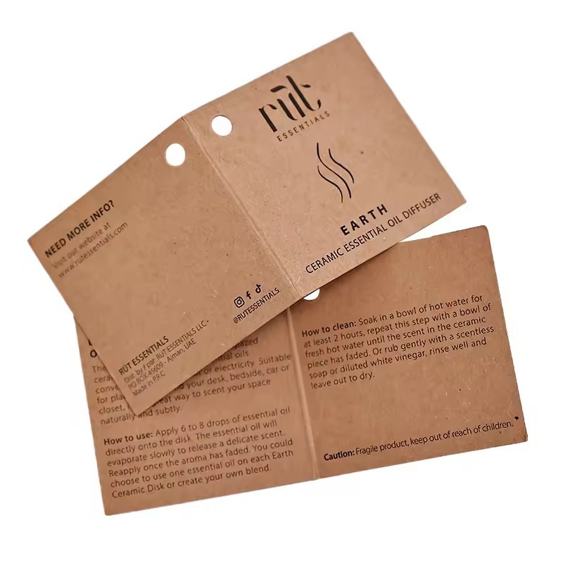 Luxury square shape Recycled Garment Labels craft paper tags Hang Tag Label