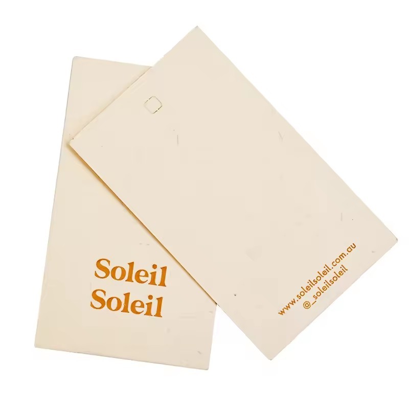 beige color thick coated paper CMYK printing with your logo printing hanging swing tags