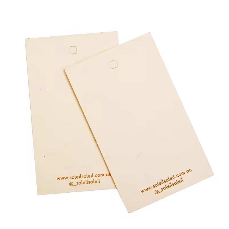 beige color thick coated paper CMYK printing with your logo printing hanging swing tags