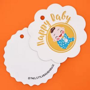 irregular coated paper swing tags hanging 400gsm thick logo label