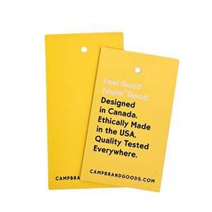 coated paper yellow hanging tags colorful printing with your logo