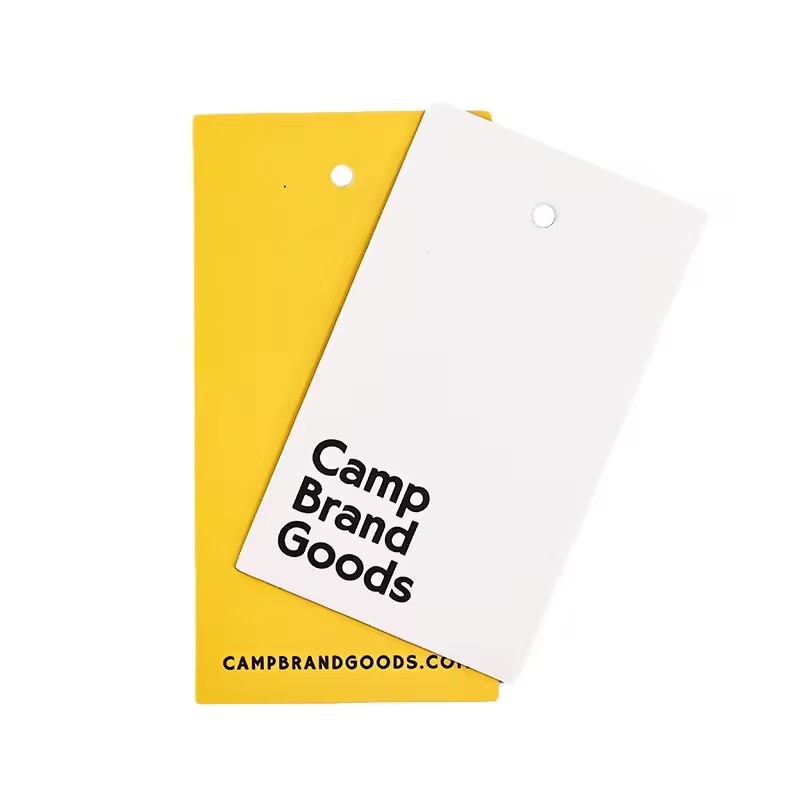 coated paper yellow hanging tags colorful printing with your logo