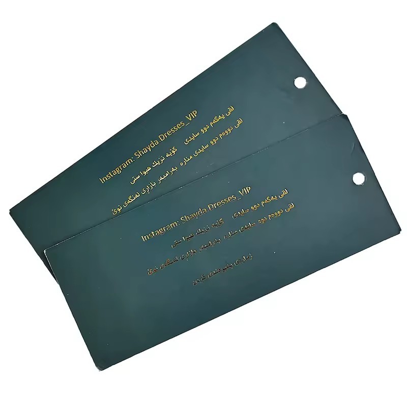 black tags with gold stamping square 800gsm coated paper labels