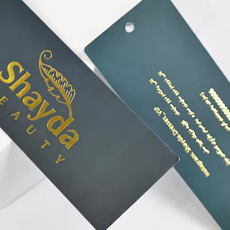 black tags with gold stamping square 800gsm coated paper labels