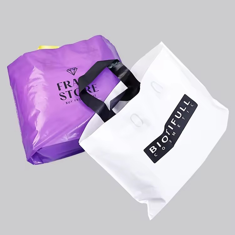 Colorful Printing New Type Cheap Loop Handle Shopping Custom size logo design plastic carry bag