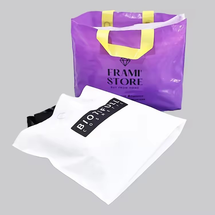 Colorful Printing New Type Cheap Loop Handle Shopping Custom size logo design plastic carry bag