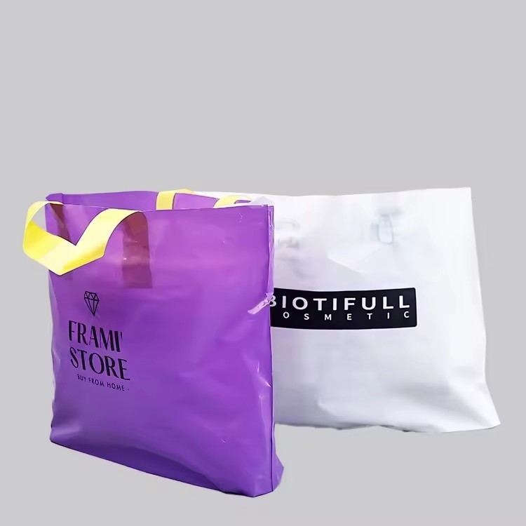 Colorful Printing New Type Cheap Loop Handle Shopping Custom size logo design plastic carry bag