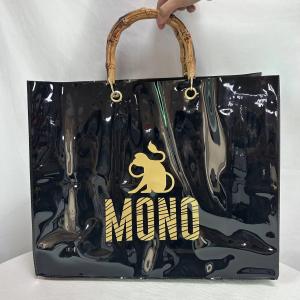 Fashion shopping bag woman Ladies transparent handbags with bamboo handles