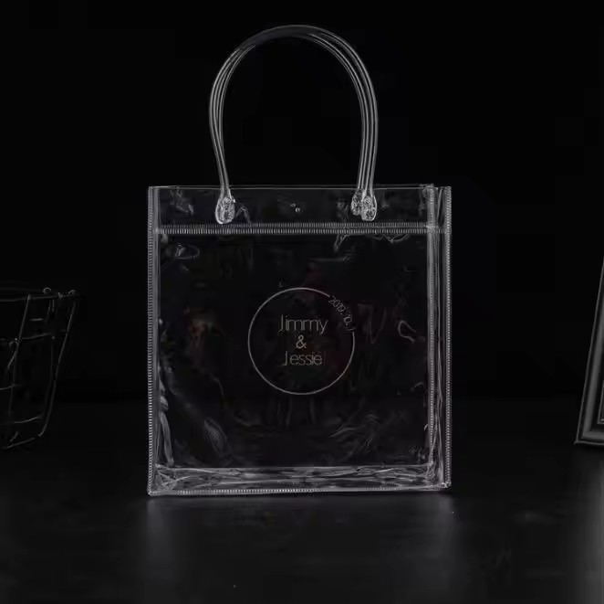 Fashion Transparent Printed Clear Plastic Tote Handbags