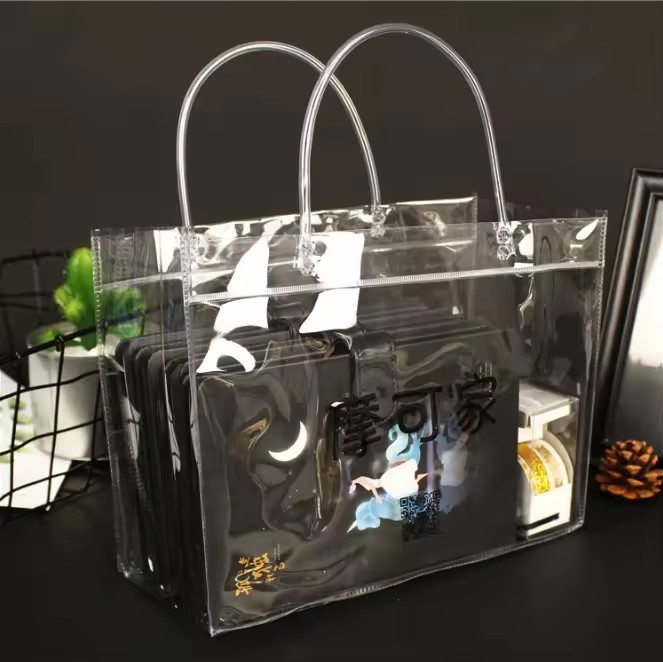 Fashionable Eco-friendly Factory Direct Sale Clear Transparent Tote Bag with Logo Printing