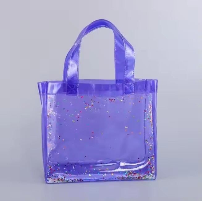 Colorful PVC Vinyl Plastic Tote Bag Waterproof Candy Handbag Transparent