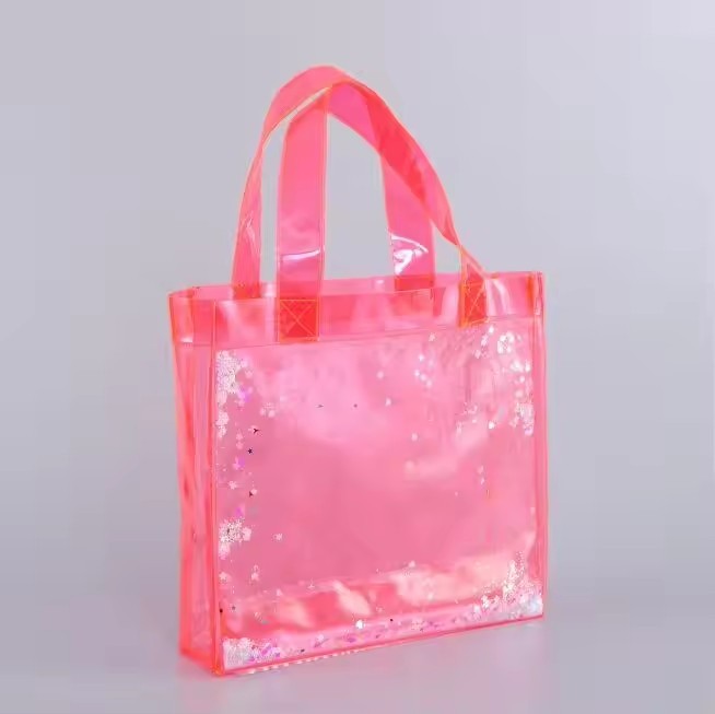 Colorful PVC Vinyl Plastic Tote Bag Waterproof Candy Handbag Transparent