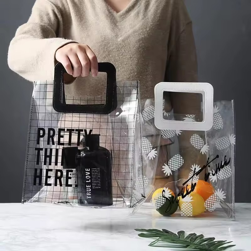 Eco Friendly Promotional Clear PVC Plastic Shopping Gift Bag